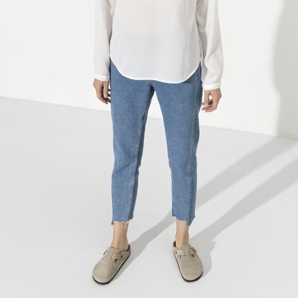 Birkenstock Boston Suede Soft Footbed Slip-Ons Clog Taupe Narrow fit - Picture 6 of 8